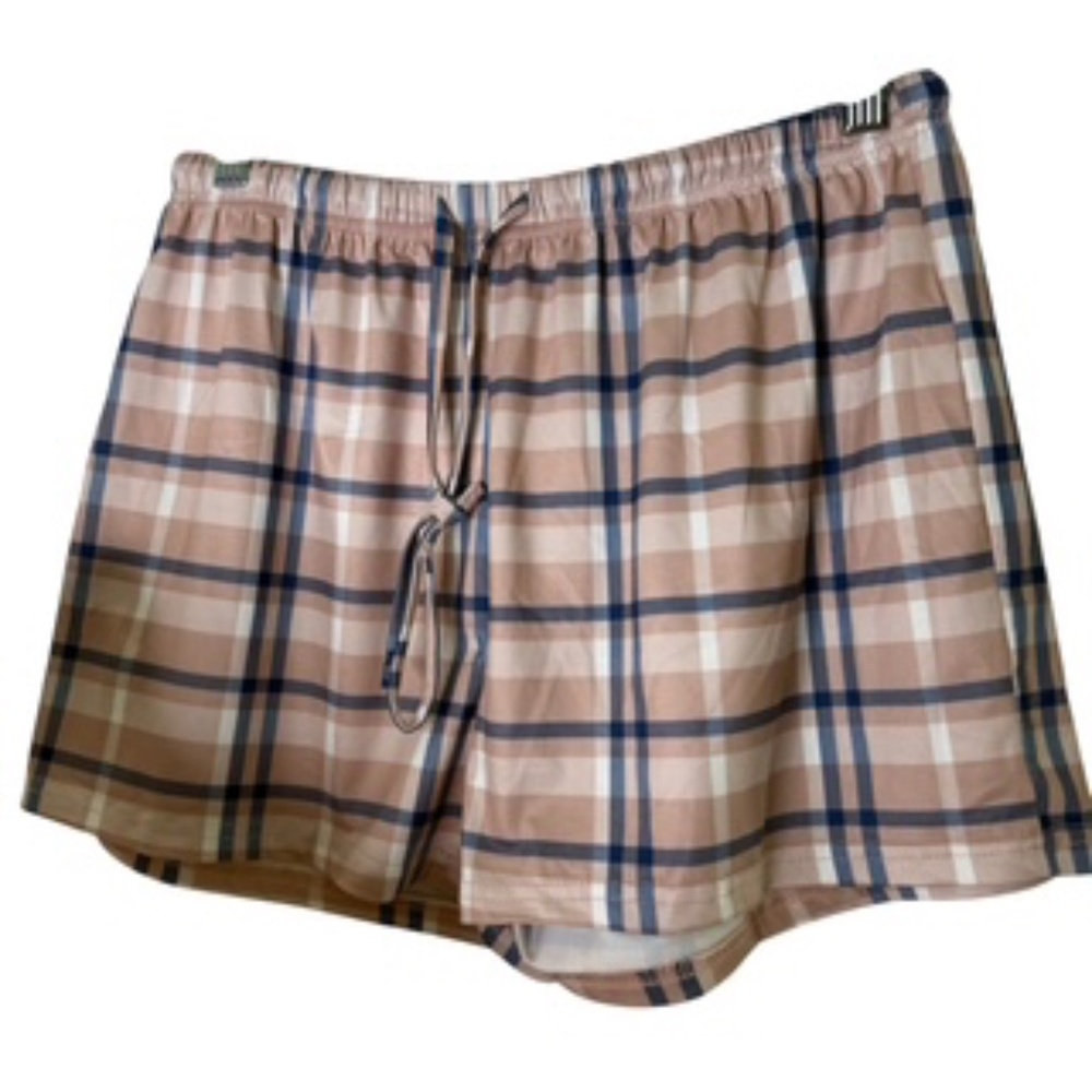 NWOT Ekouaer 2pc V-neck Rose Pink/Blue Plaid Pajamas Short Set Size M - Picture 6 of 9